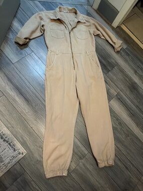 Fashion Nova Tan Utility Jumpsuit with Front Zip